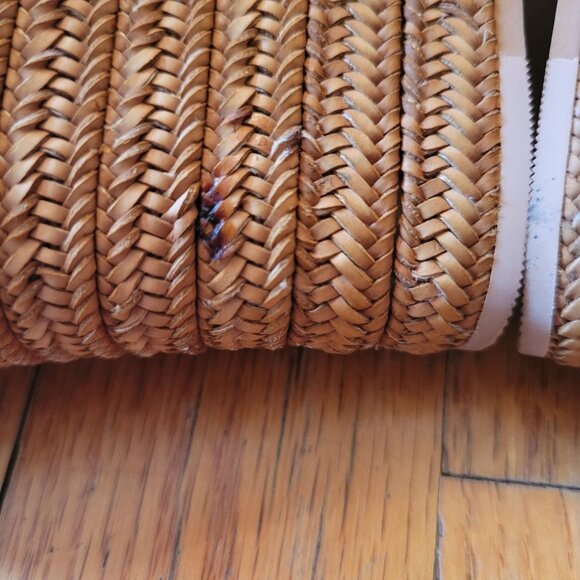 UGG 7.5 Leather Strappy Woven Wedge Heels 100712 MELINDA Suntan Cognac Espadrill - Picture 6 of 8